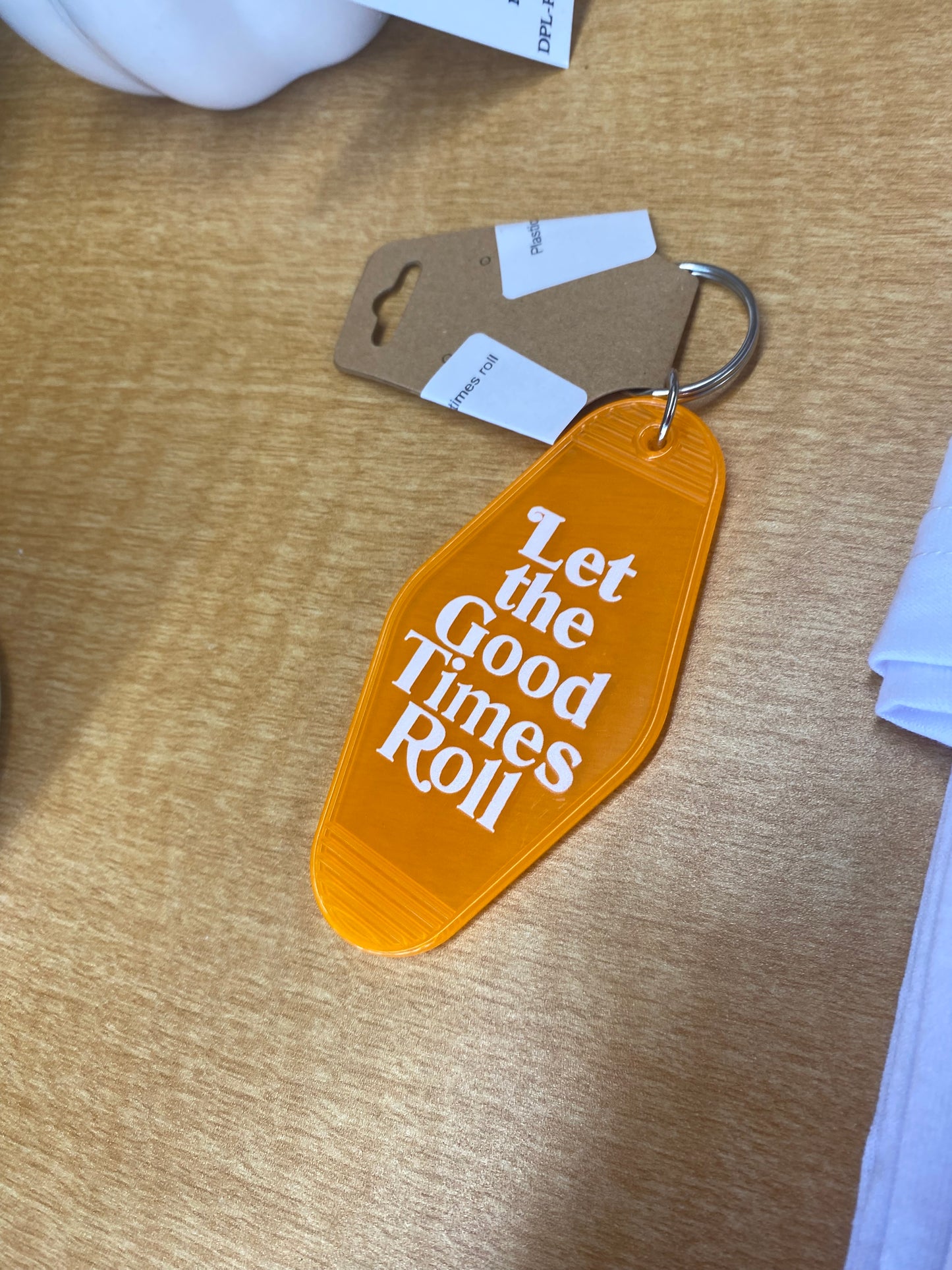 Plastic hotel keychains