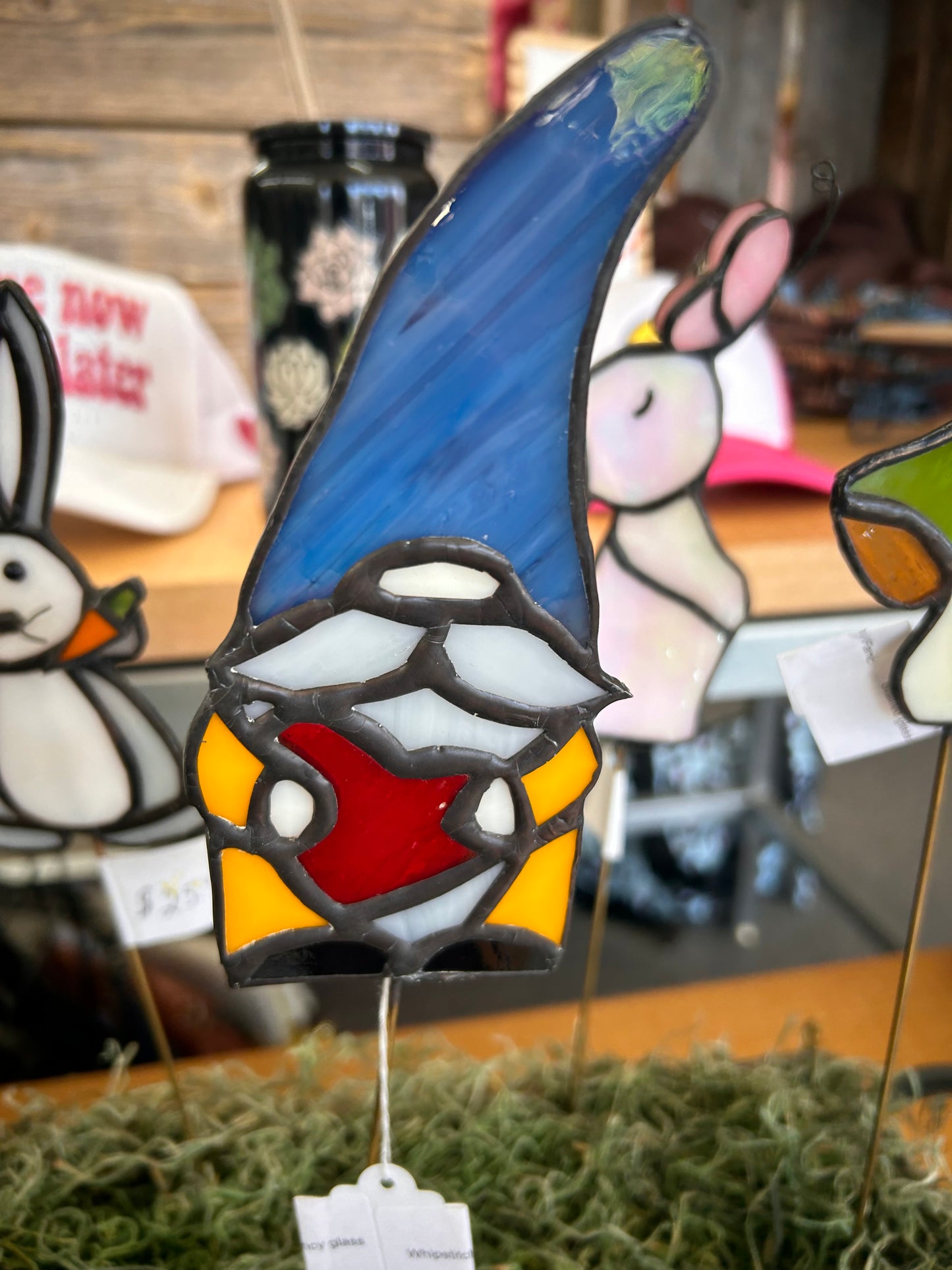 stained glass stake and hangers