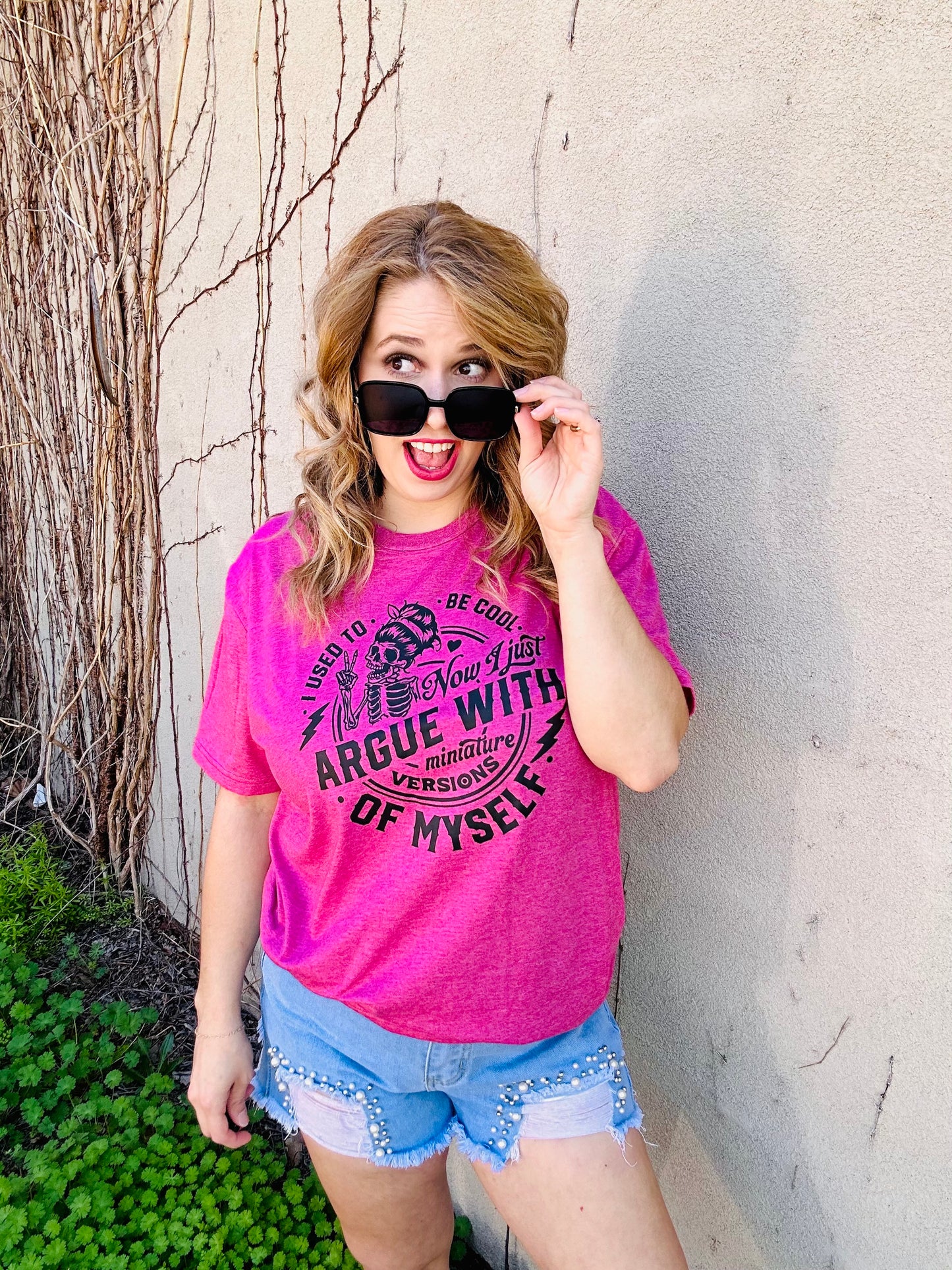 Denim light Wash shorts with pearls