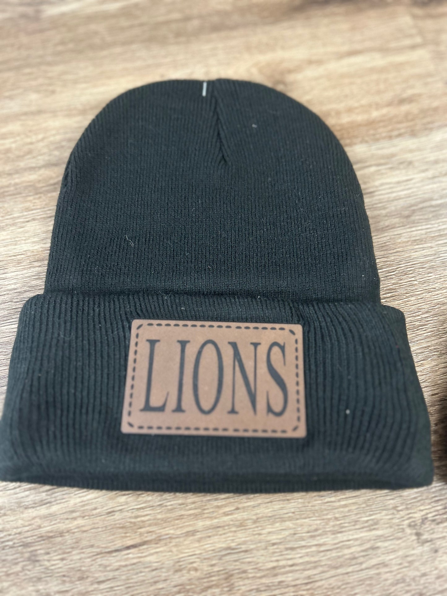 LIONS leather patch beanie
