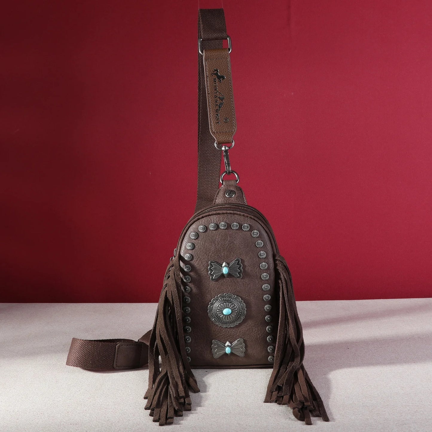 Montana West Fringe Mariposa Concho Sling Bag