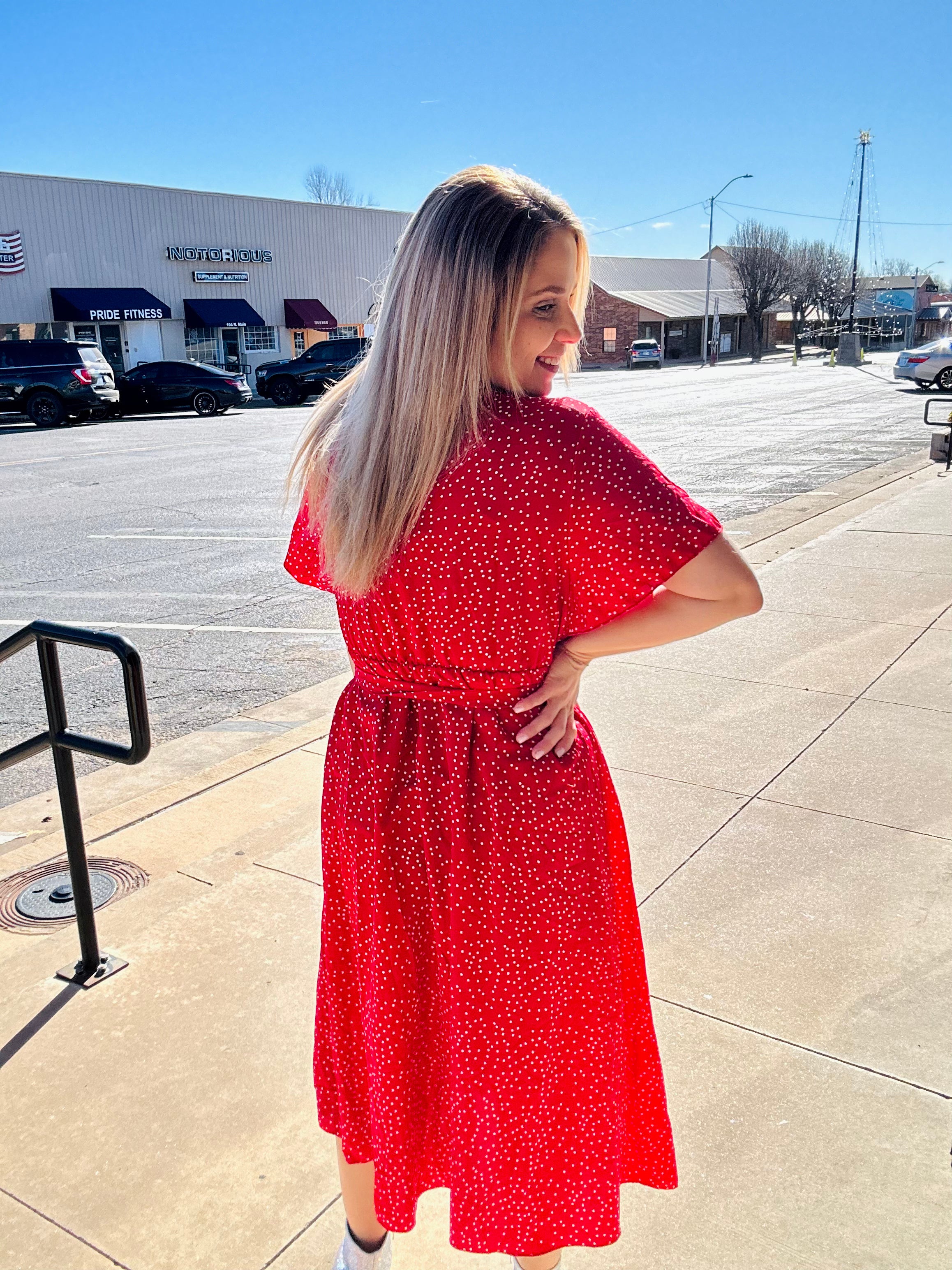 Curvy Red polka dot dress