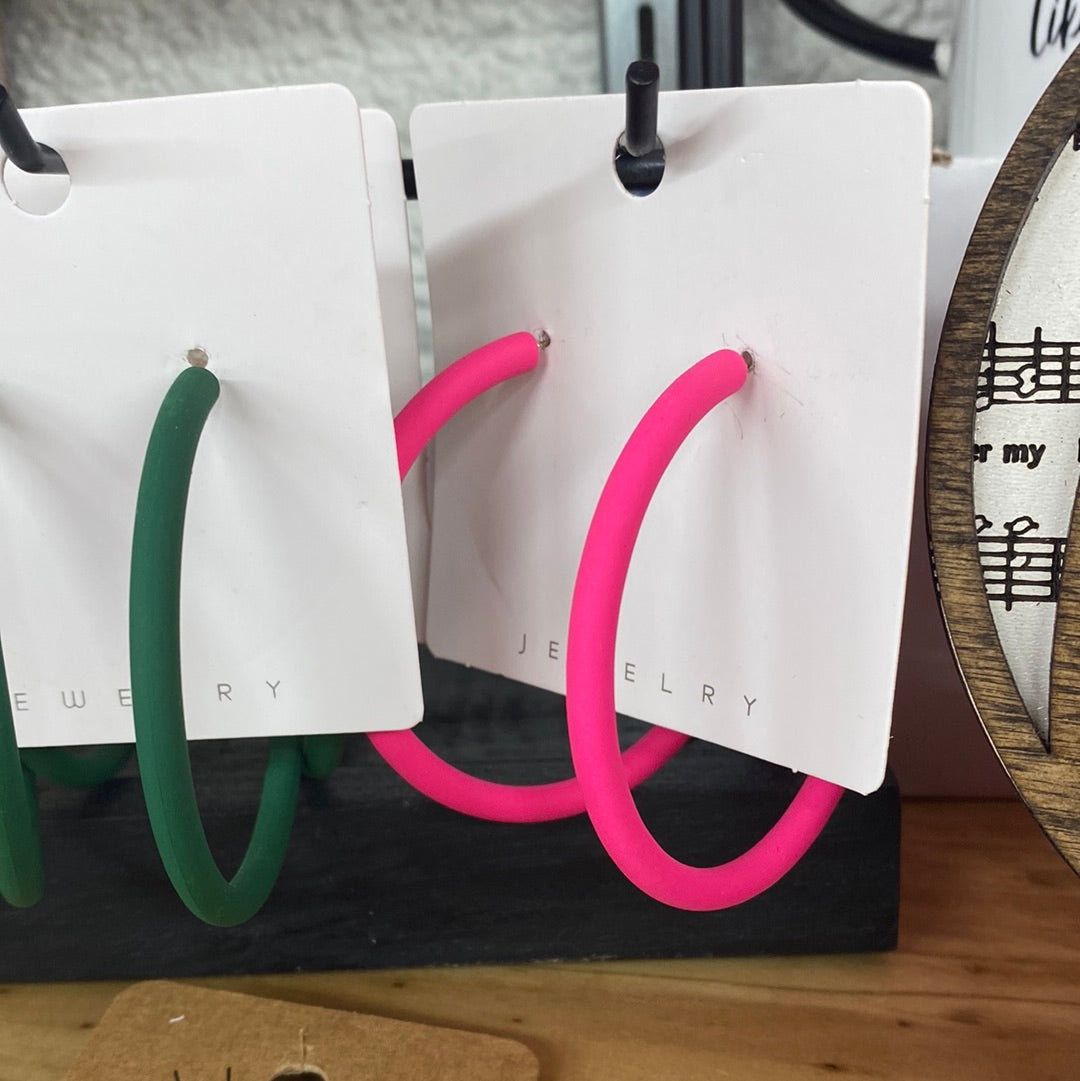 Large hoop solid color earrings