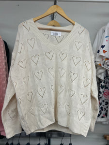 Curvy white heart sweater