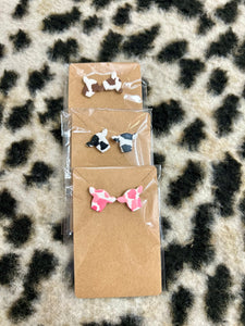 Cow stud clay earrings