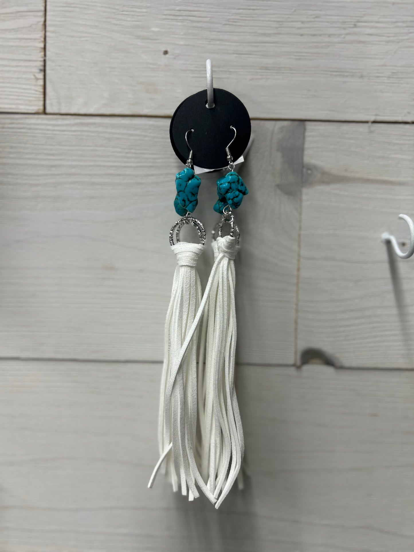 Turquoise Leather tassel earrings