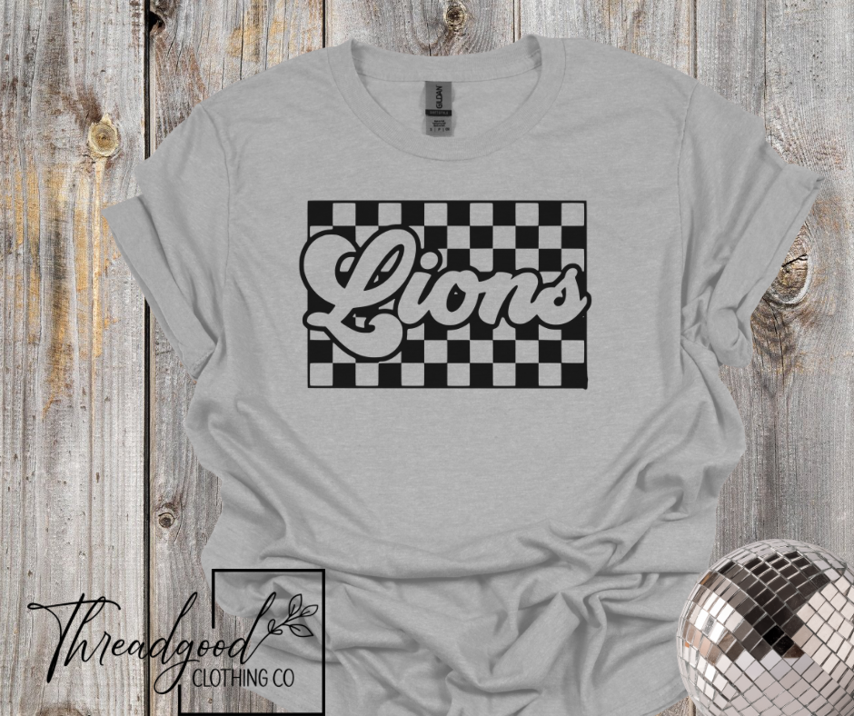 Preorder -Lions retro checkered tee