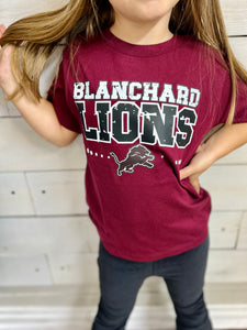 Youth Maroon Blanchard Lions Short sleeved