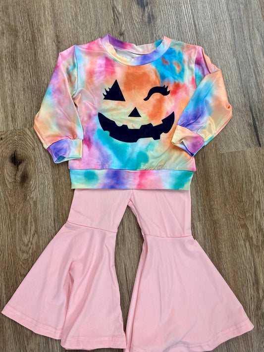 Tie dye Pumpkin face top