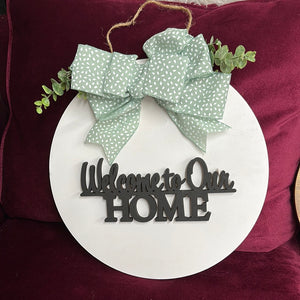 Hanging welcome sign