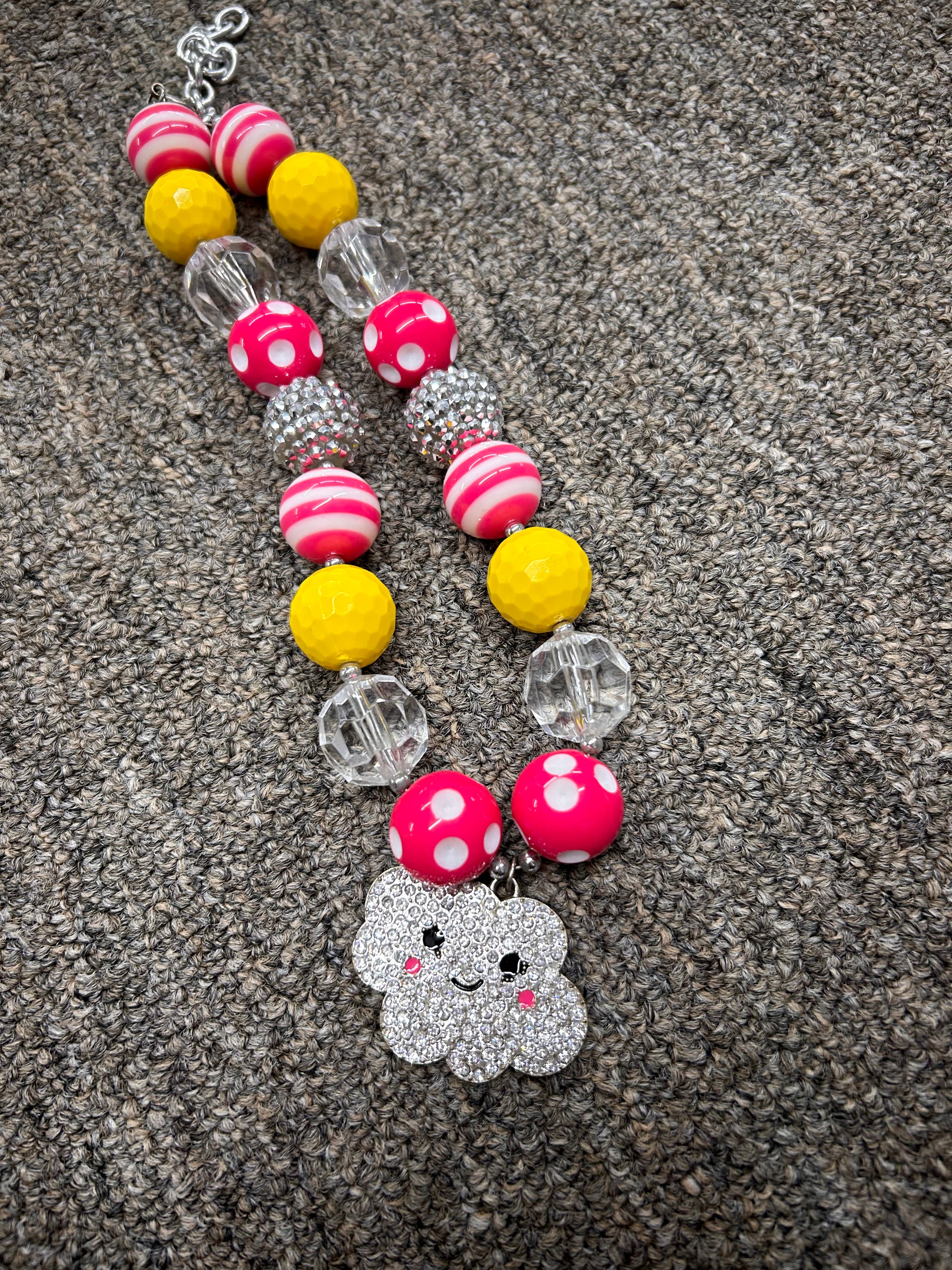 Girls bubblegum bead necklace