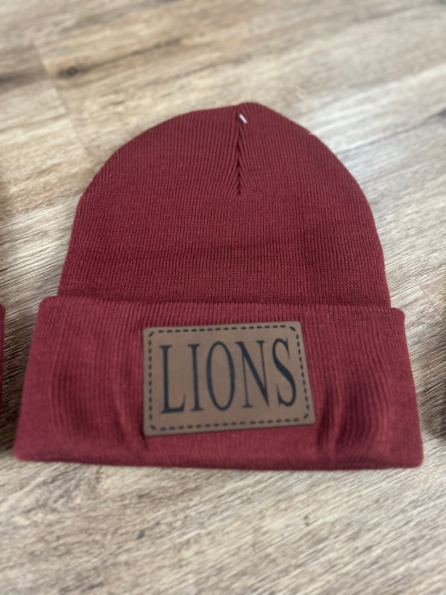 LIONS leather patch beanie