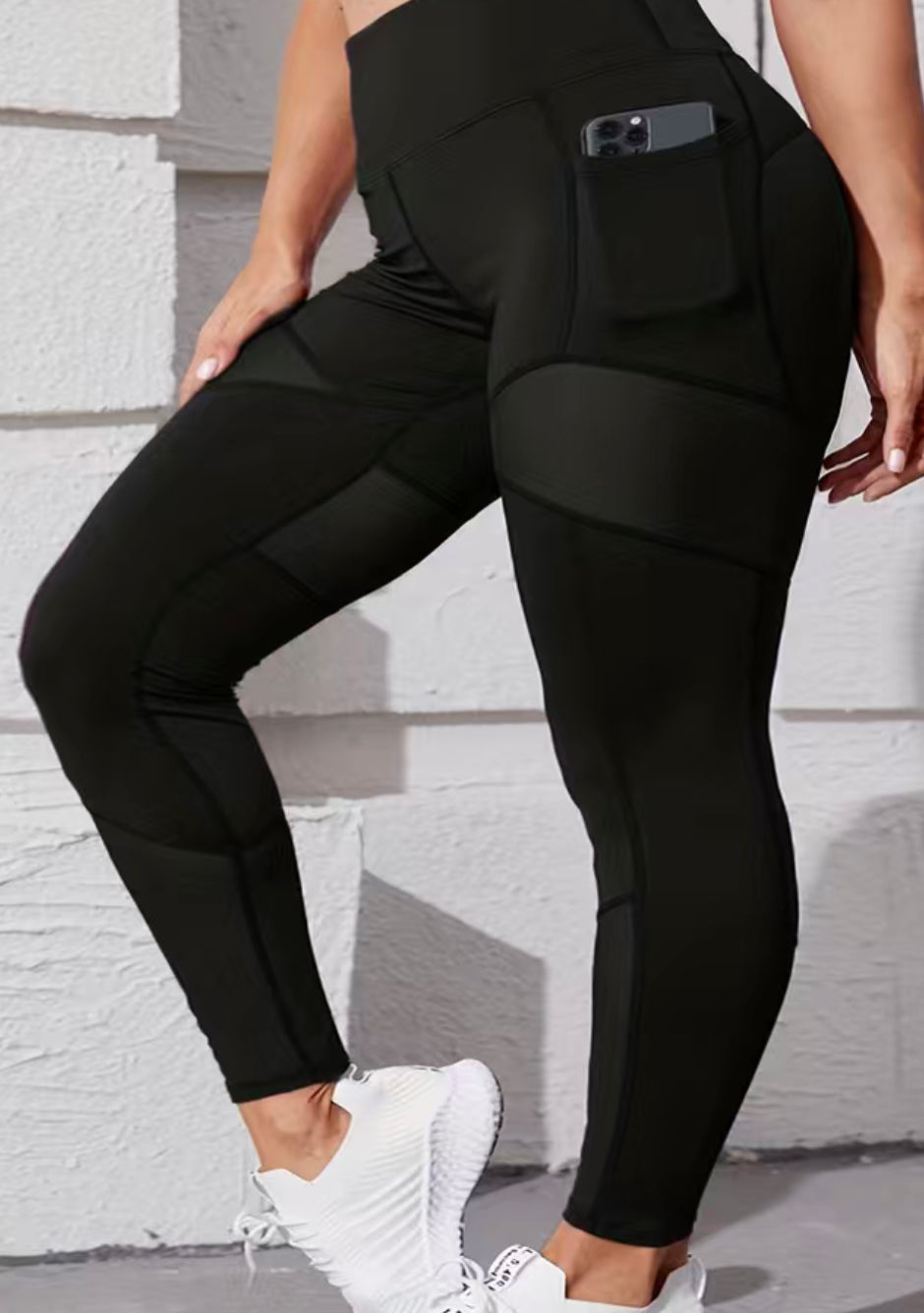 Curvy leggings Black with mesh