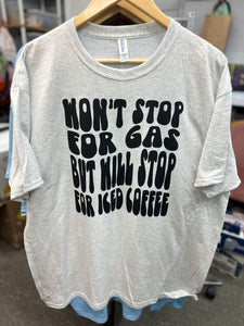 Curvy Graphic Tshirt- Won’t stop for gas, but will for iced coffee