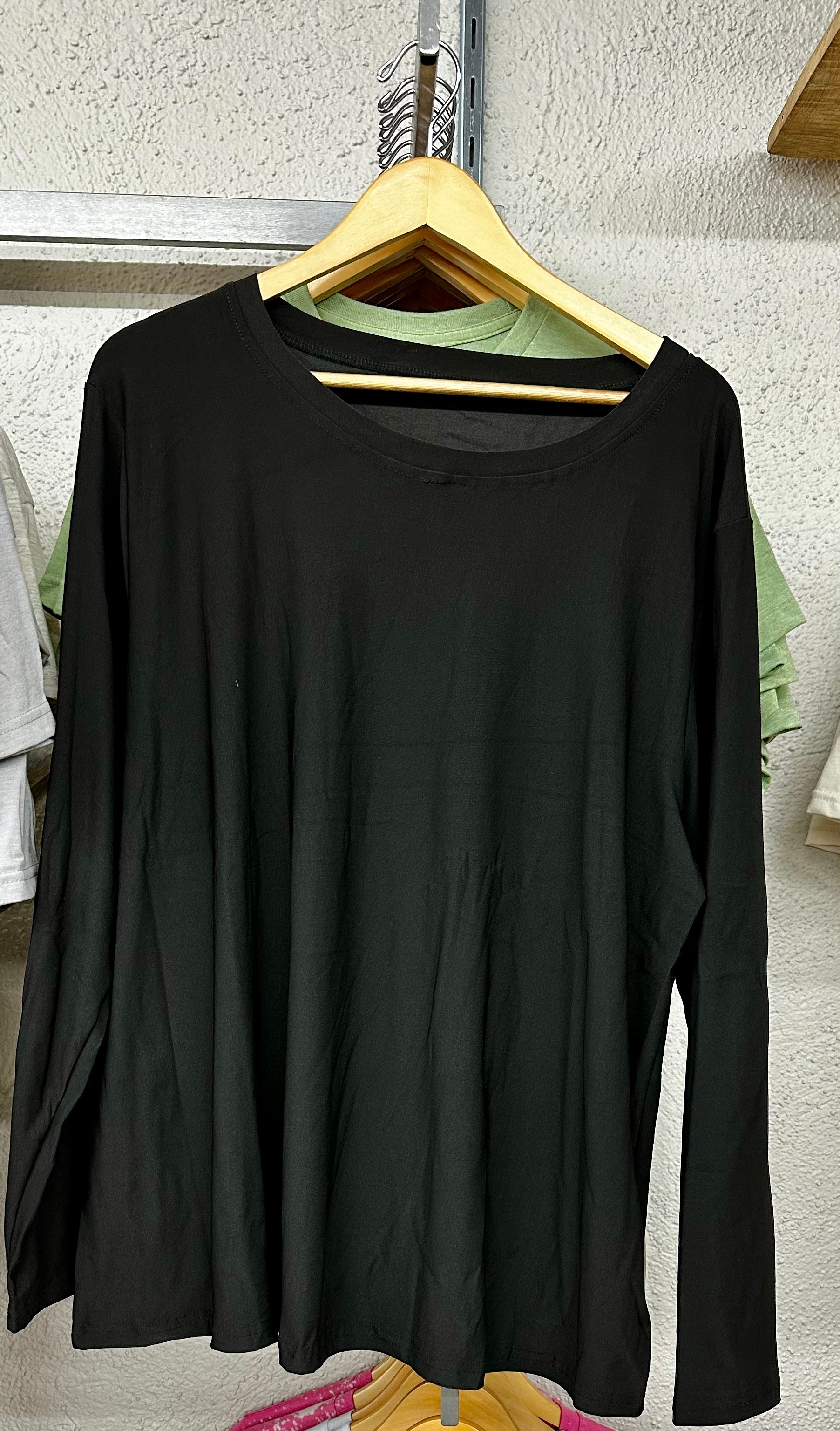 Curvy Black Long Sleeve Shirt
