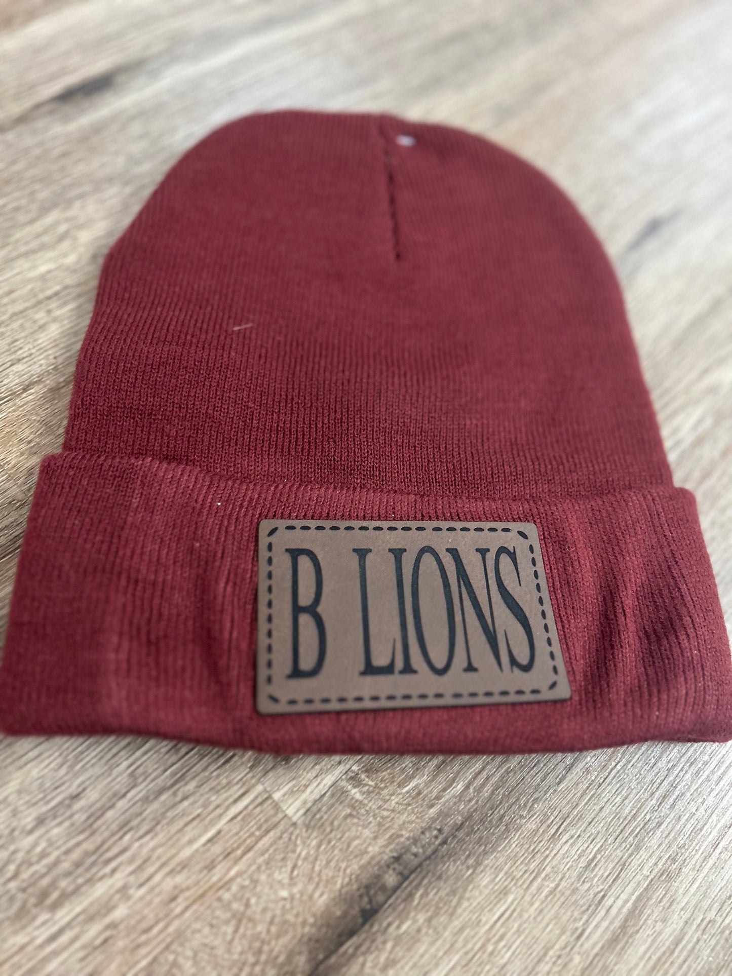 LIONS leather patch beanie