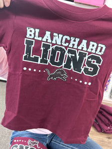 Youth Maroon Blanchard Lions Short sleeved