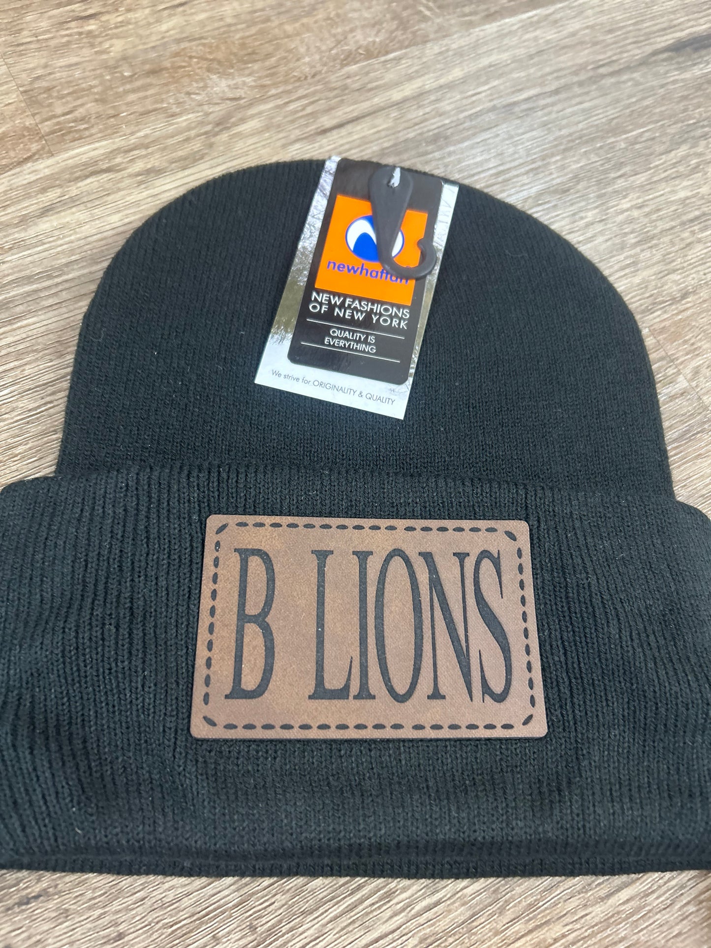 LIONS leather patch beanie