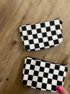 Checkered makeup bag