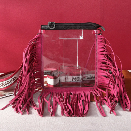 Western Fringe Clear Stadium Crossbody Bag