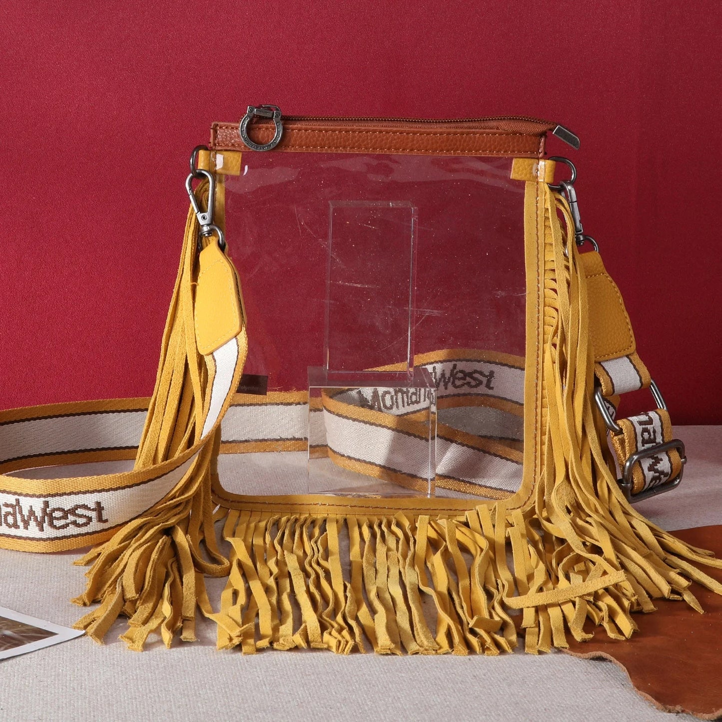 Western Fringe Clear Stadium Crossbody Bag