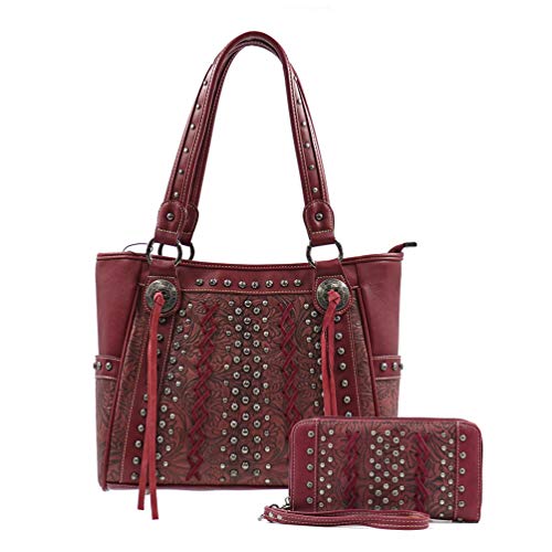 American Bling Floral Embossed Tote and Wallet Set