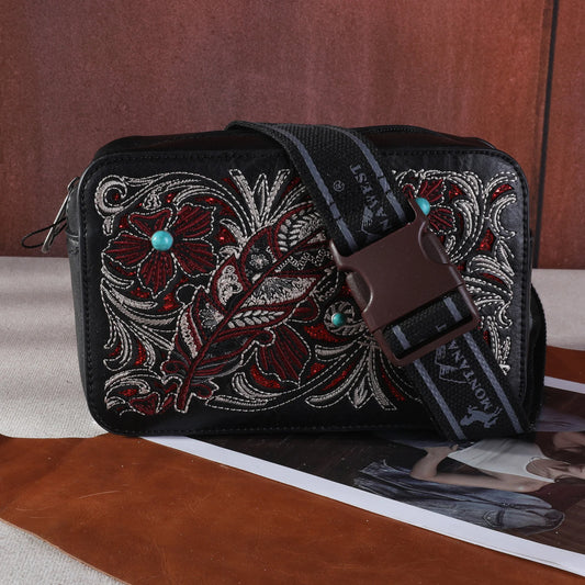 Embroidered Floral Belt Bag