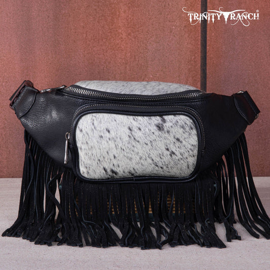 Genuine Hair-On Cowhide Fringe Belt Bag