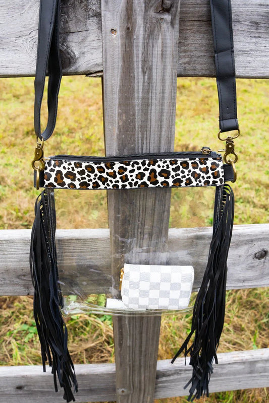 CLEAR leopard print crossbody