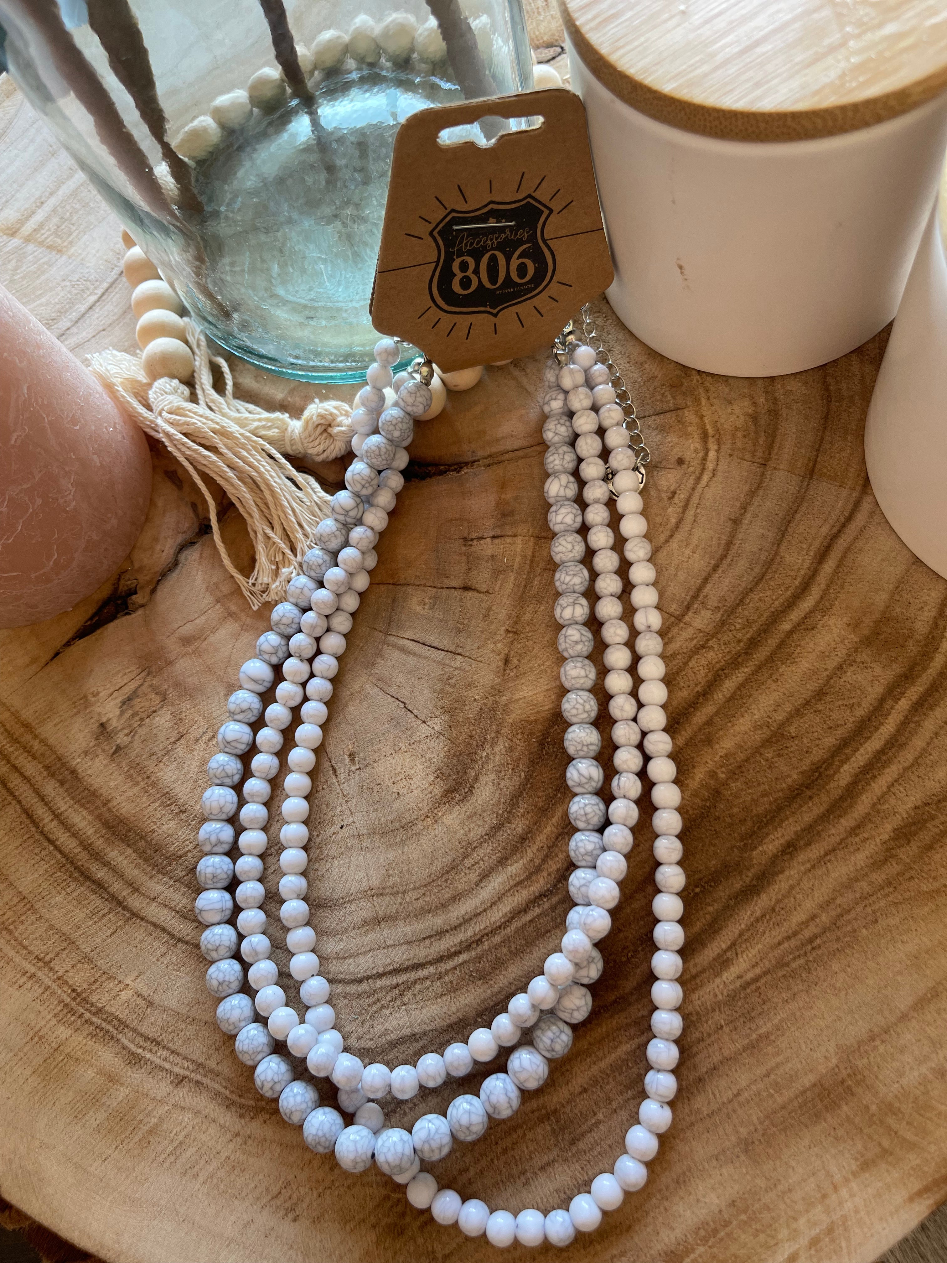 806 3 Strand Beaded Necklace