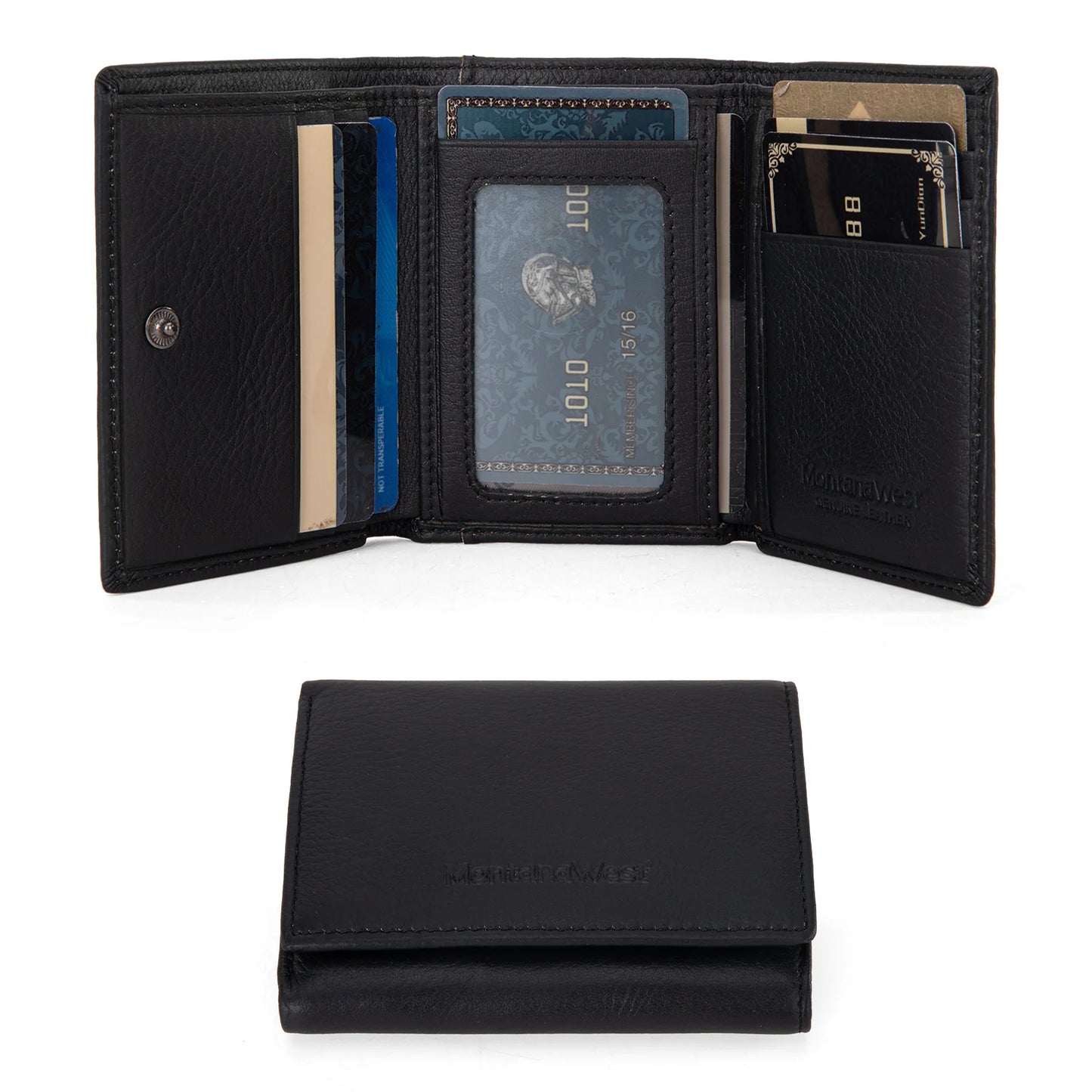 Men's Genuine Leather Tri-Fold Wallet