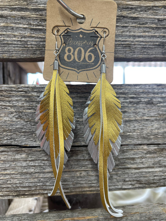 Metallic Feather Earrings